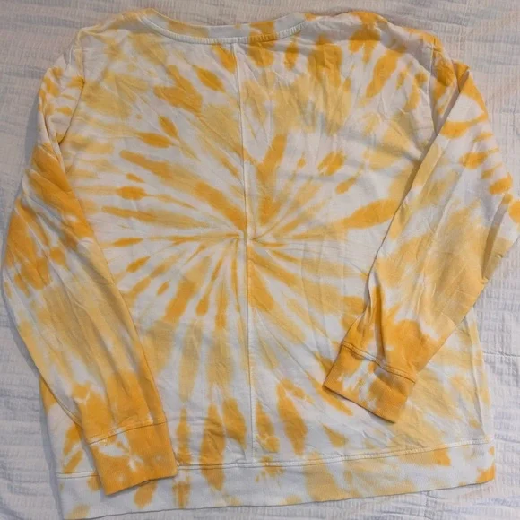 Jane & Delancey Yellow White Tie dye long sleeve t-shirt women’s sz L oversized - Picture 4 of 4